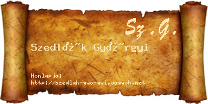 Szedlák Györgyi névjegykártya